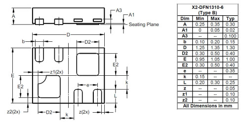 X2 DFN1310 6 Type B